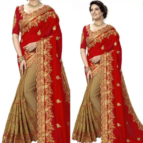 এক্সক্লুসিভ ওয়েটলেস জর্জেট এমব্রয়ডারি করা শাড়ি