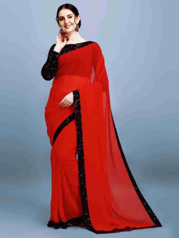 এক্সক্লুসিভ ওয়েটলেস জর্জেট  পার্টি শাড়ি
