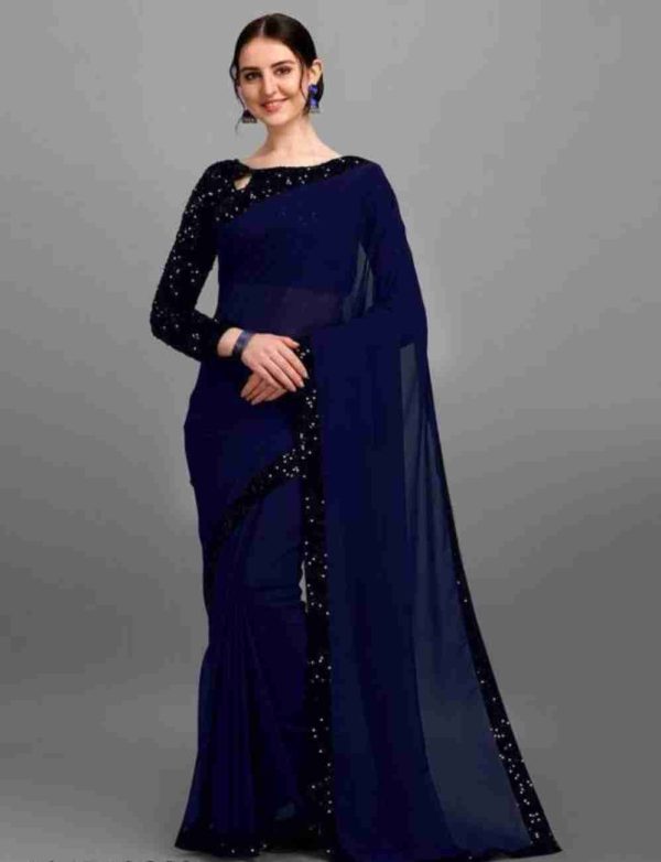 এক্সক্লুসিভ ওয়েটলেস জর্জেট  পার্টি শাড়ি