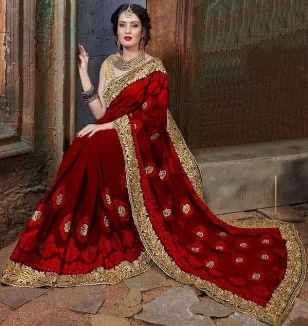 এক্সক্লুসিভ ওয়েটলেস জর্জেট এমব্রয়ডারি করা পার্টি শাড়ি