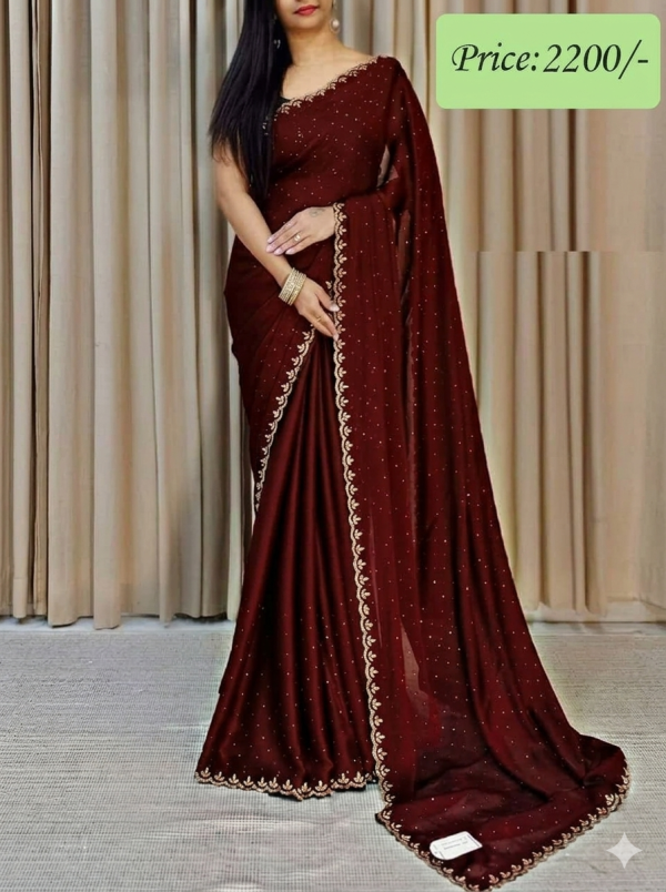 এক্সক্লুসিভ ওয়েটলেস জর্জেট এমব্রয়ডারি করা পার্টি শাড়ি